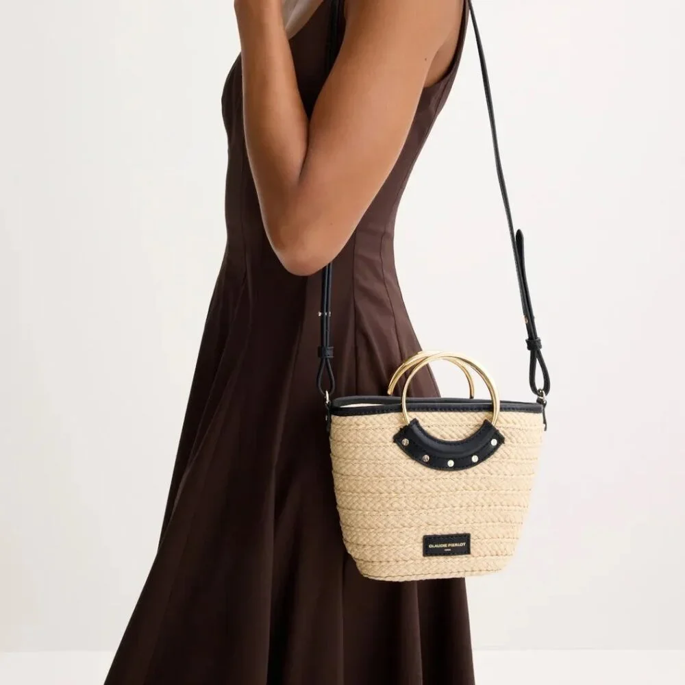 Claudie Pierlot Small Woven Basket Bag With Ring